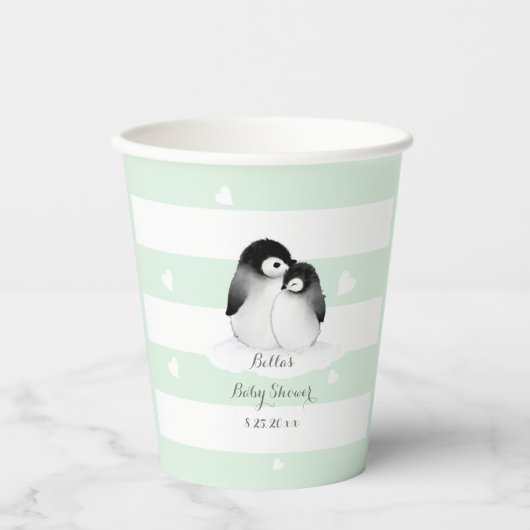 Cute Penguin Baby shower Papieren Bekers (Voorkant)