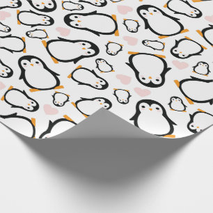 Cute Penguin Baby shower Pink Girl Cadeaupapier