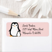 Cute Penguin Baby shower Pink Girl Etiket (Insitu)
