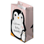 Cute Penguin Baby shower Pink Girl Klein Cadeauzakje (Voorkant Gekanteld)