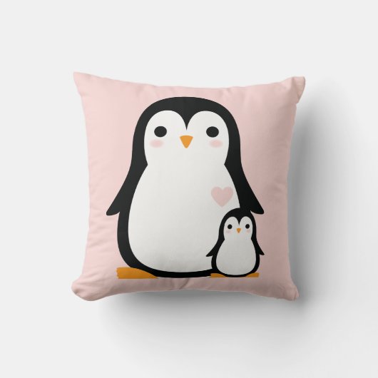 Cute Penguin Baby shower Pink Girl Kussen (Voorkant)