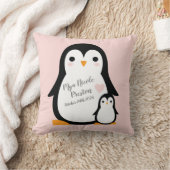 Cute Penguin Baby shower Pink Girl Kussen (Deken)
