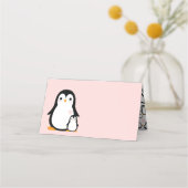 Cute Penguin Baby shower Pink Girl Plaatskaartje (Voorkant)