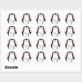 Cute Penguin Baby shower Pink Girl Ronde Sticker (Vel)