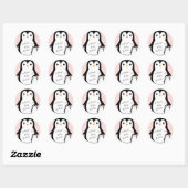 Cute Penguin Baby shower Pink Girl Ronde Sticker (Vel)