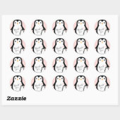 Cute Penguin Baby shower Pink Girl Ronde Sticker (Vel)