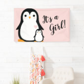 Cute Penguin Baby shower Pink Girl Spandoek (Insitu)