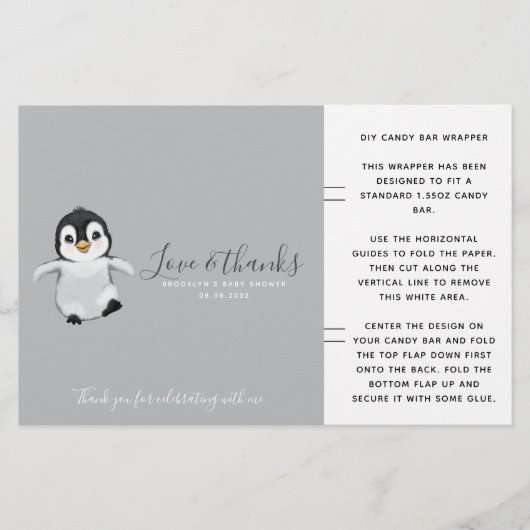Cute Penguin Baby shower Snoep Bar Wrapper (Voorkant)