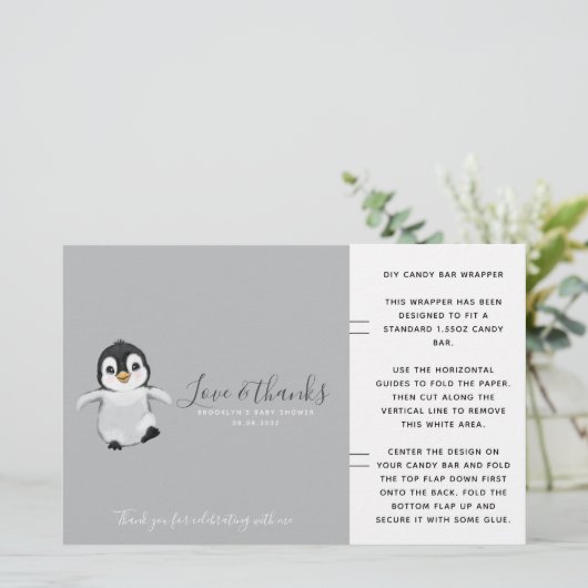 Cute Penguin Baby shower Snoep Bar Wrapper (Staand voorkant)