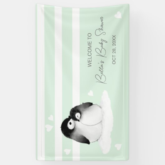 Cute Penguin Baby shower Spandoek (Verticaal)