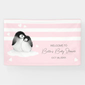 Cute Penguin Baby shower Spandoek (Horizontaal)