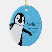 Cute Penguin.Baby's eerste kerstnaam Keramisch Ornament (Rechts)