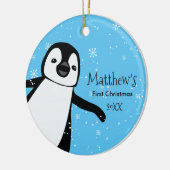 Cute Penguin.Baby's eerste kerstnaam Keramisch Ornament (Links)