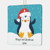 Cute Penguin Baby's eerste kerstversiering Keramisch Ornament (Links)