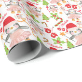 Cute Penguin Ballerina Kerstmis Gepersonaliseerd Cadeaupapier (Rol Hoek)