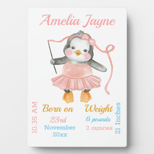 Cute Penguin Ballerina Pink Baby Girl Stats Fotoplaat