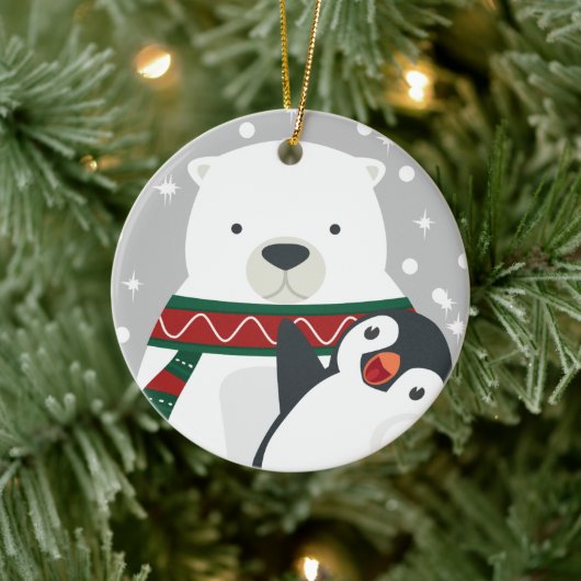 Cute Penguin Beer Eat Drink is prettig kerstfeest Keramisch Ornament (Boom)