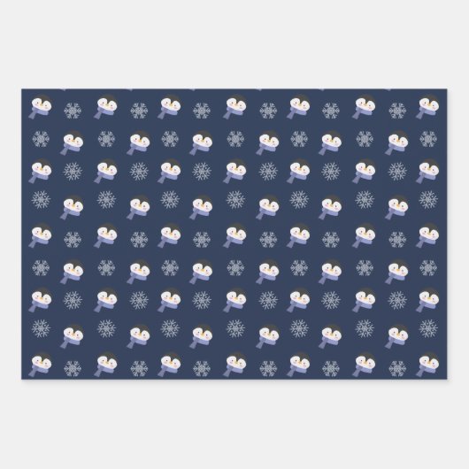 Cute Penguin Beer Snowflakes Winter Kerstmis Inpakpapier Vel (Voorkant 3)