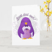 Cute Penguin Beste vader ooit Vaderdag Kaart (Gele Bloem)