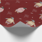 Cute Penguin Bird Winter Sweater Fun Animal Art Cadeaupapier (Hoek)