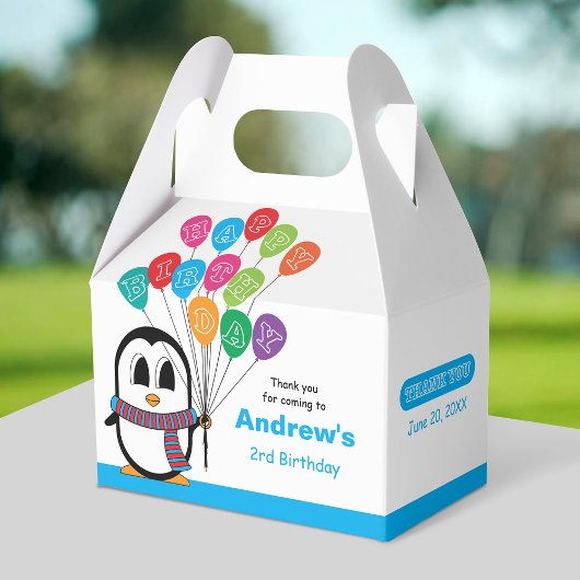Cute Penguin Birthday Gable Box Bedankdoosjes