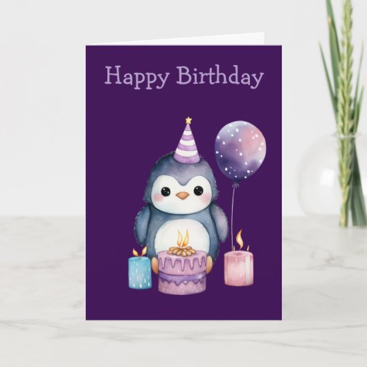 Cute Penguin Birthday Kaart (Voorkant)