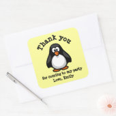 Cute Penguin Birthday Party Hartelijk dank Vierkante Sticker (Envelop)