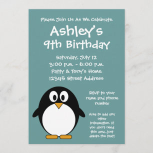 Cute Penguin Birthday Party Invitation Kaart