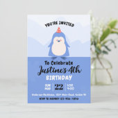 Cute Penguin Birthday Party Kaart (Staand voorkant)