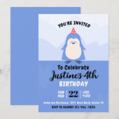 Cute Penguin Birthday Party Kaart (Voorkant / Achterkant)