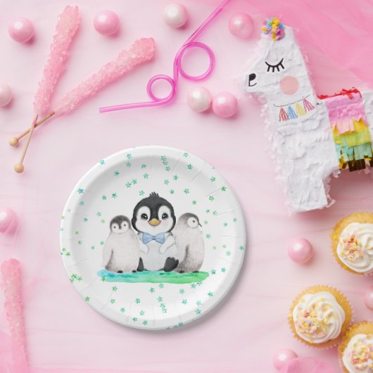 Cute Penguin Birthday Party Papieren Bordje (Feest)