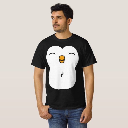 Cute Penguin Black T-shirt (Voorkant volledig)