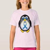 Cute Penguin Blue Ribbon Awareness T-shirt (Voorkant)