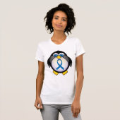 Cute Penguin Blue Ribbon Awareness T-shirt (Voorkant volledig)