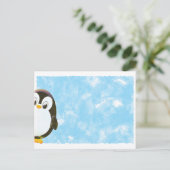 Cute Penguin Blue Watercolor  Briefkaart (Staand voorkant)
