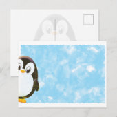 Cute Penguin Blue Watercolor  Briefkaart (Voorkant / Achterkant)
