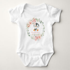 Cute Penguin Blush Floral 1e verjaardag Outfit Romper