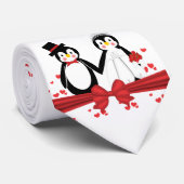 Cute Penguin Bride & Groom Wedding Stropdas (Opgerold)