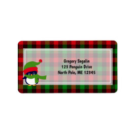 Cute Penguin/Buffalo Pset/Red Green Kerstmis Etiket