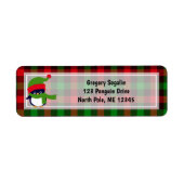 Cute Penguin/Buffalo Pset/Red Green Kerstmis Etiket (Voorkant)