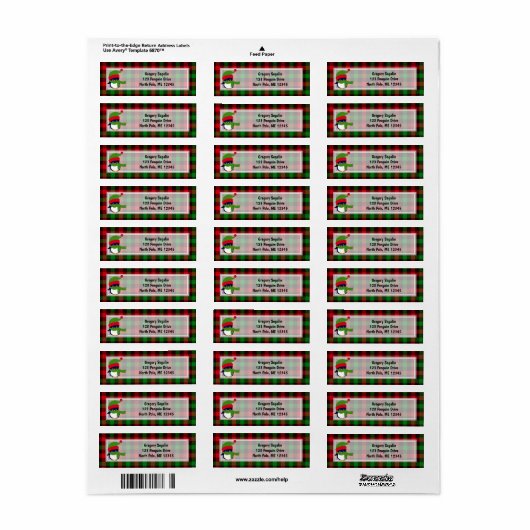 Cute Penguin/Buffalo Pset/Red Green Kerstmis Etiket (Full Sheet)