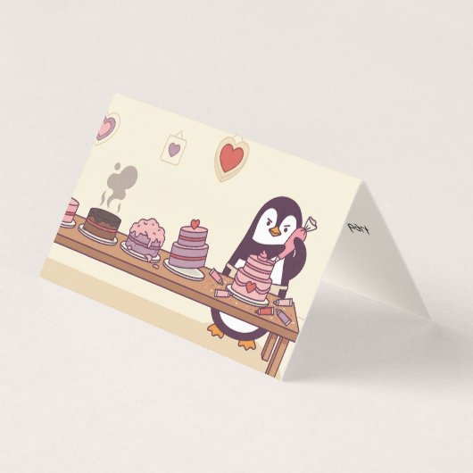 Cute Penguin Cake Decorator Valentine Mini Cards Kaart (Voorkant)