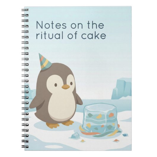 Cute Penguin Cake | Droge Humor Aangepaste Notitie Notitieboek (Voorkant)