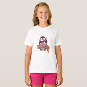 Cute Penguin Cake Valentine Kids T-Shirt - Wit (Voorkant volledig)