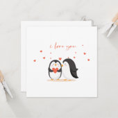 Cute Penguin Card - For Anniversary I Love You Kaart (Voorkant / Achterkant in situ)