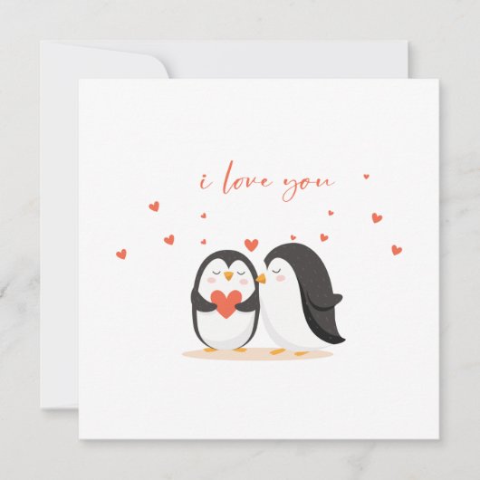 Cute Penguin Card - For Anniversary I Love You Kaart (Voorkant)