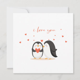 Cute Penguin Card - For Anniversary I Love You Kaart