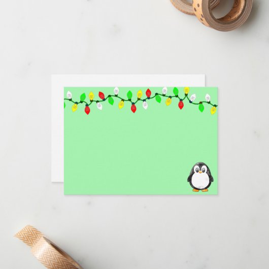 Cute Penguin Cartoon Blank Custom Christmas Notitiekaartje (Voorkant / Achterkant in situ)