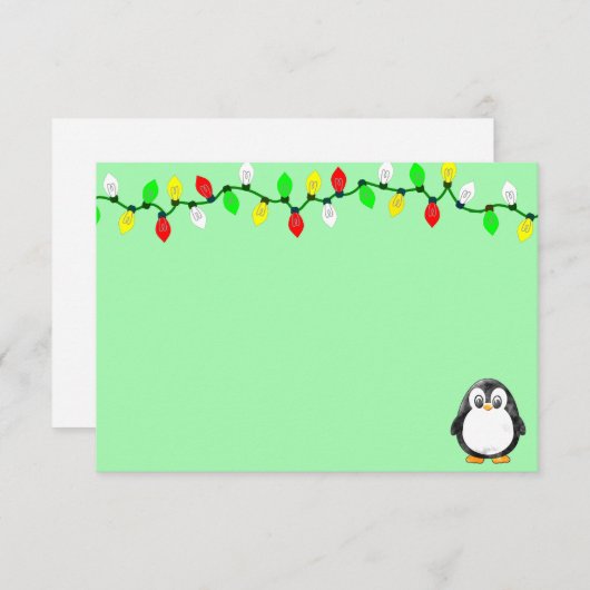 Cute Penguin Cartoon Blank Custom Christmas Notitiekaartje (Voorkant / Achterkant)