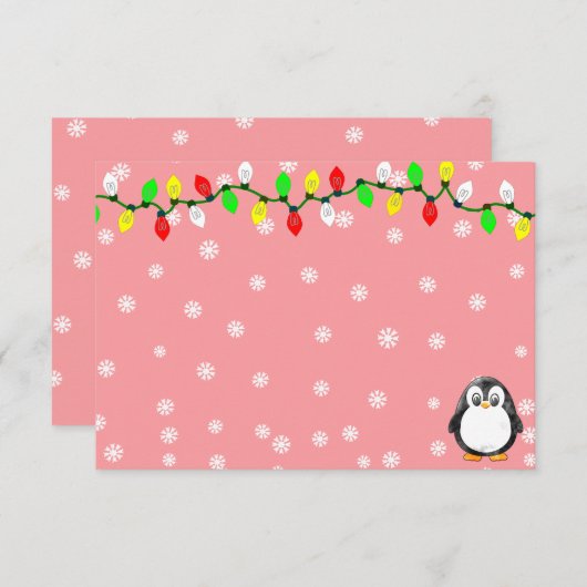 Cute Penguin Cartoon Blank Custom Christmas Winter Notitiekaartje (Voorkant / Achterkant)